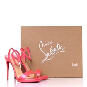 NWT Christian Louboutin Loubi Queen 120 Florida Pink Ankle Strap Sandal Heel 38